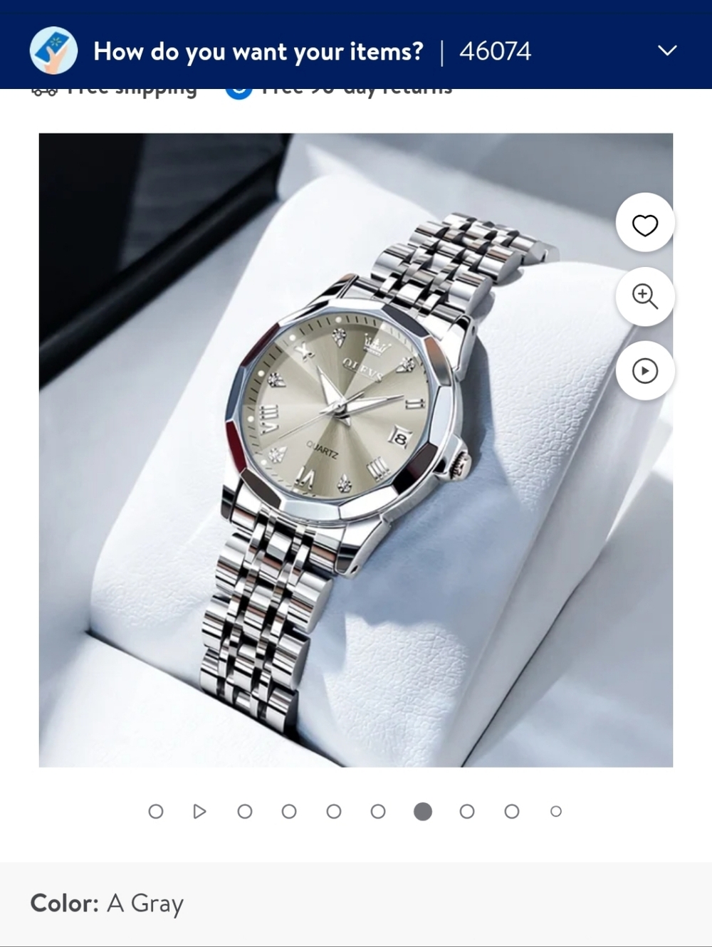 NWT - Women's Olevs Silver Stainless Steel Quartz Watch - Gray Dial